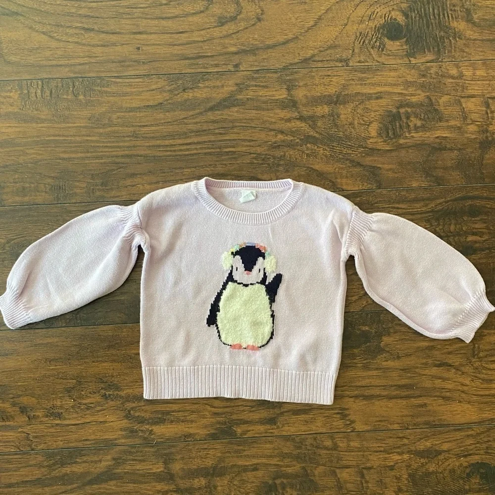 Baby Gap, Girls, Purple Penguin Sweater, Size 3 Years Toddler
